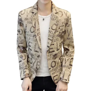 Men’s One Button Suit Jacket Elegant Solid Color Blazers Slim Fit Lightweight Sport Coats Blazer