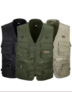 Men’s Outdoor Hiking Vest Men’s Vest Multi Pocket Waistcoats Breathable Hunting Fishing Vest Thin Outdoor Sports Jacket
