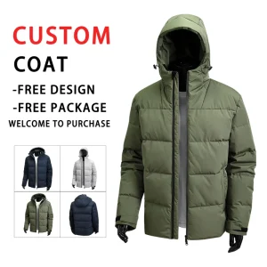Men’s Outdoor Hooded Zipper Down Winter Jacket Plus Size