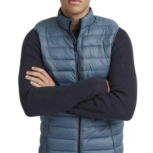Men’s Outdoor Thicken Padded Vest, Stand Collar Zipper Pocket, Winter Quilted Puffer Waistcoat, Black