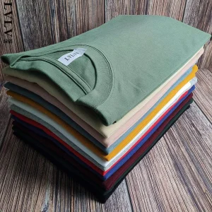 Mens Oversize T-shirt Pure Cotton Jersey Washed Curly Hem With Drop-shoulder Streetwear Blank T-shirt for Men