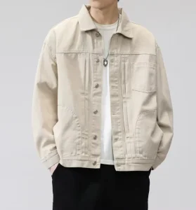 Men’s Oversized Casual Streetwear Denim Jacket Button Front Versatile Relaxed Fit Premium Quality Workwear Jacket