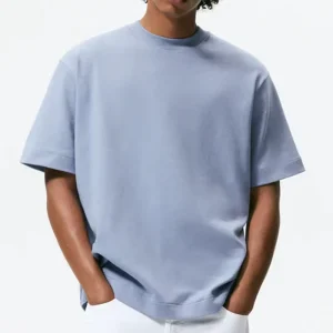 Men’s Oversized Drop Shoulder Rib O Neck T Shirt High Quality Heavy Cotton Custom Logo Design 100% Cotton Formal Style