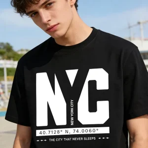 Men’s Oversized New York City Coordinate Style Graphic Streetwear Short Sleeve T Shirt