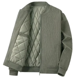 Men’s Padded Jacket Winter Corduroy Coat Casual Baseball Jacket Thermal Sports Winter Jacket Woven