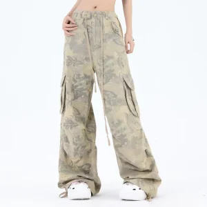 Men’s Pants American Vintage Sense of Design Ruched Multi Pocket Casual Loose Cargo Pants Men Men’s Pants & Trousers