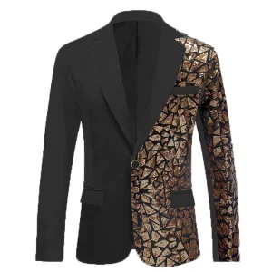 Men’s Patchwork Blazer Personalised Stage Costume Slim Fit Notch Lapel Jacket