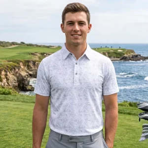 Men’s Performance Polo Shirt Stretch Fabric Short Sleeve Golfing Apparel Custom Logo Professional Athletic Fit Polo