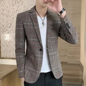 Men’s Plaid Blazer Sports Coat Slim Fit Checkered