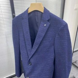 Men’s Plaid Pattern Solid Blazer Single Breasted Business Dress Suit in Plus Size for Adults