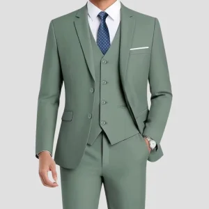 Men’s Plus Size 3-Piece Slim Fit Business Suit Jacket Blazer Prom Groomsman Wedding Suits