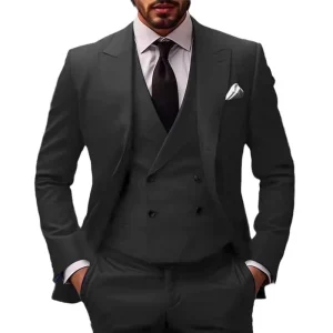 Men’s Plus Size 3 Piece Suit Set for Groom, Best Man, or Party Suits Jacket & Vest & Trousers Fashion