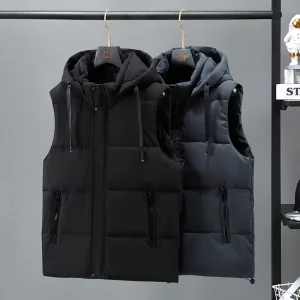 Men’s Plus Size Casual Style Waistcoat Youth Fashion Classic Thick Warm Padded Vest Windproof and Breathable for Outer Wear