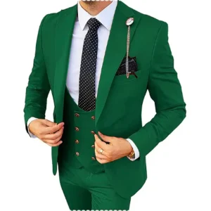 Men’s Plus Size Elegant Solid Single Button Slim Fit 3 Piece Business Suit Anti Wrinkle Breathable Wedding Coats