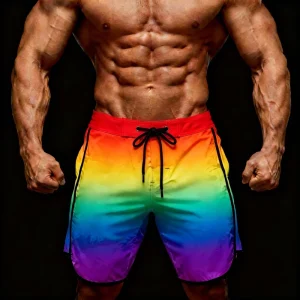 Mens Plus Size Summer Beach Shorts Striped Gingham Print Quick Dry Fitness Bodybuilding Custom Swimwear for Hot Weather Training