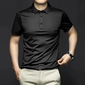 Men’s Polo Shirts Summer Solid Color Non iron Wrinkle resistant Tops Business Breathable Comfortable Polo