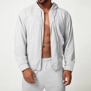 Men’s Polyester Cotton Zip Pocket Hooded Oversized Outerwear Urban Walk Gym Activewear Men’s Hoodie Citywalk Casual Coat