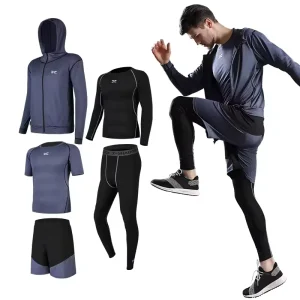 Men’s Polyester Full Tennis Sports Football Hooded Casual Black Summer Sports Suit