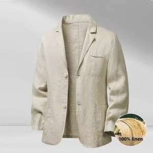 Men’s Premium Linen Blazer, Lapel Collar, Lightweight Business Casual Jacket