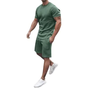 Men’s Printed Quick Dry Athletic Activewear Breathable Workout and Running T Shirts Autumn Sets