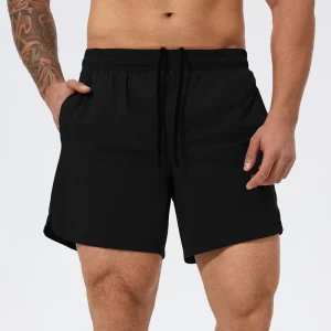 Men’s Quick Dry Breathable Skin Friendly Sports Fitness Double Shorts Basketball Tennis Running Shorts