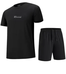 Men’s Quick Dry Eco Friendly Breathable Running Sportswear Set Short Sleeve T shirt & Shorts (200 Grams) for Fitness Training