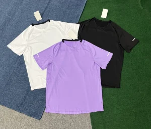 Men’s Quick Dry Running T-Shirt Breathable Short Sleeve Athletic Top with Reflective Logo for Outdoor Gym Training Activities