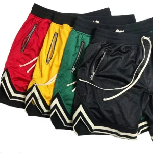 Men’s Quick Dry Sports Shorts Custom Logo Printed Mesh Solid Breathable Causal Shorts