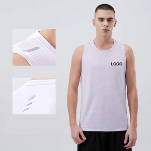 Men’s Quick Dry Sports Tank Top Breathable Sleeveless Gym Tee with Reflective Shoulder Strips Lightweight for Sports