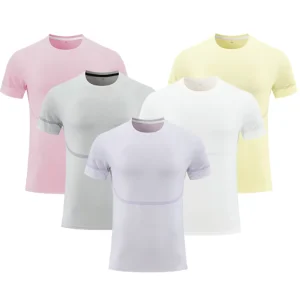Men’s Quick Dry Sportswear T-Shirts Breathable Elastic Polyester Fitness Shirts Printed Pattern Blank Short Sleeve
