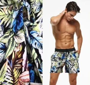 Men’s Quick Dry Surf Trunks Dry Fit Beachwear with Digital Print Recycled Stretch Woven Fabric for Boys