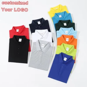 Men’s Quick-Drying Polyester Polo Shirts with Custom Embroidery Logo Solid Pattern Work Golf Shirt Anti-Pilling Team Uniform