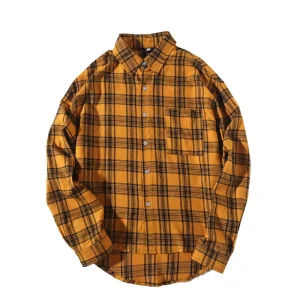 Mens Quilted Flannel Checked Long Sleeve Winter Plaid Lined Shirt