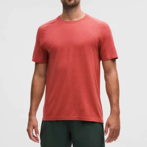 Men’s Red Mesh Workout T Shirt Quick Dry Breathable Crew Neck Raglan Sleeve Gym Running Top