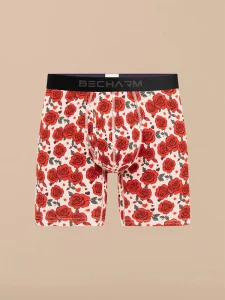 Mens Red Rose Boxer Briefs Short Leg Trunks Male Boxer Shorts No Ride Up Moisture Wicking Underwear Factory Oem Odm