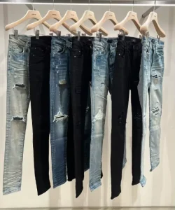 Men’s Regular Fit Boot Cut High Waist Denim Jeans Summer Woven Ripped Sporty Streetwear Pants