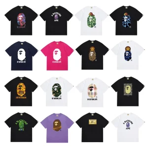 Men’s Regular Fit O Neck Short Sleeve Knitted T Shirt Cartoon Printed Logo Pattern Casual