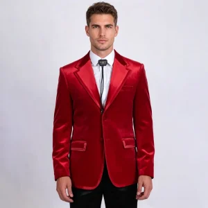 Men’s Regular Fit Velvet Blazer Notch Lapel Polished Sophisticated Style for Gala & Business Occasions