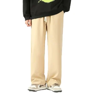 Men’s Relaxed Fit Activewear Solid Color Loose cut Straight Legs Athletic Pants with Elastic Waist for Gym Workouts