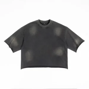 Men’s Retro High Street Washed Short Sleeve T-shirt 270g Cotton Blend Moisture Wicking Loose Fit
