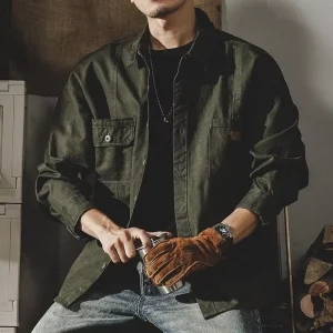 Men’s Retro Vintage Bomber Jacket Comfortable Loose Fit Long Sleeved Outwear Zipper Light Spring Fall Hunting Coaching Workwear