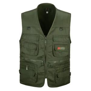 Men’s Reversible Windproof Summer Casual Vests Outdoors Travel Sports Multi Pockets Work Fishing Photographer Slim Fit