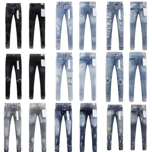 Men’s Ripped Distressed Slim Fit Jeans Trending Streetwear Stretch Breathable Denim Pants Casual Daily Wear Hole Hip Hop