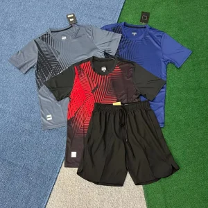 Men’s Running Set Lightweight Short Sleeve Tee and Sports Shorts Activewear for Fitness Workout