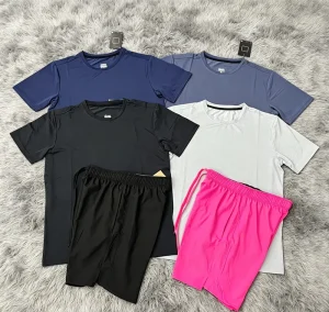 Men’s Running Sportswear Tracksuit Sets Jogging Suits Plain Running Short Men’s 2 Piece Short Set Polyester Breathable