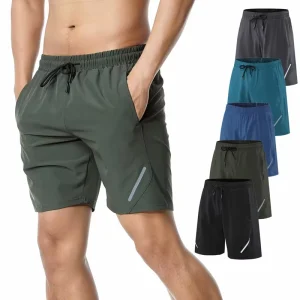 Men’s S-3XL 5 Colors Fast Dry Casual Summer Joggers Shorts Woven Fabric Custom Logo Side Pockets Outdoor Sports Shorts
