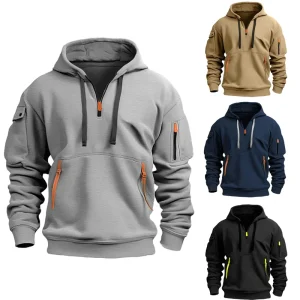 Men’s S 5XL Casual Print Sweatshirt Hoodie Loose Fit Zipper Multi Pocket Pullover for Spring Autumn Digital Printing Size XL