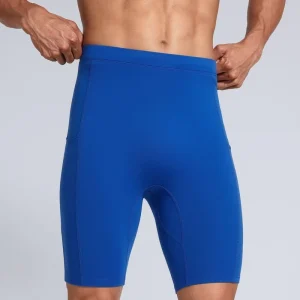 Men’s Seamless Front Privacy Lining 82.5/17.5 Poly Spandex Compression Shorts Men’s Laser Cut Mesh Phone Pocket Trunks