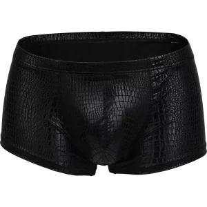 Men’s Serpentine XXL Breathable Nylon Underwear Solid Color Spandex Boxer with Metal Decor Disposable Packaged Bag