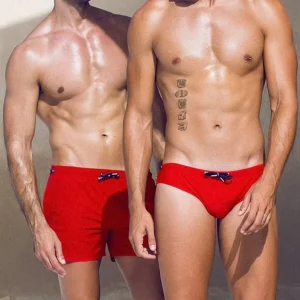 Men’s Sexy Low Rise Quick Dry Sportswear Breathable Solid Pattern Hot Body Bikini Swimsuit with Plus Size Swim Briefs